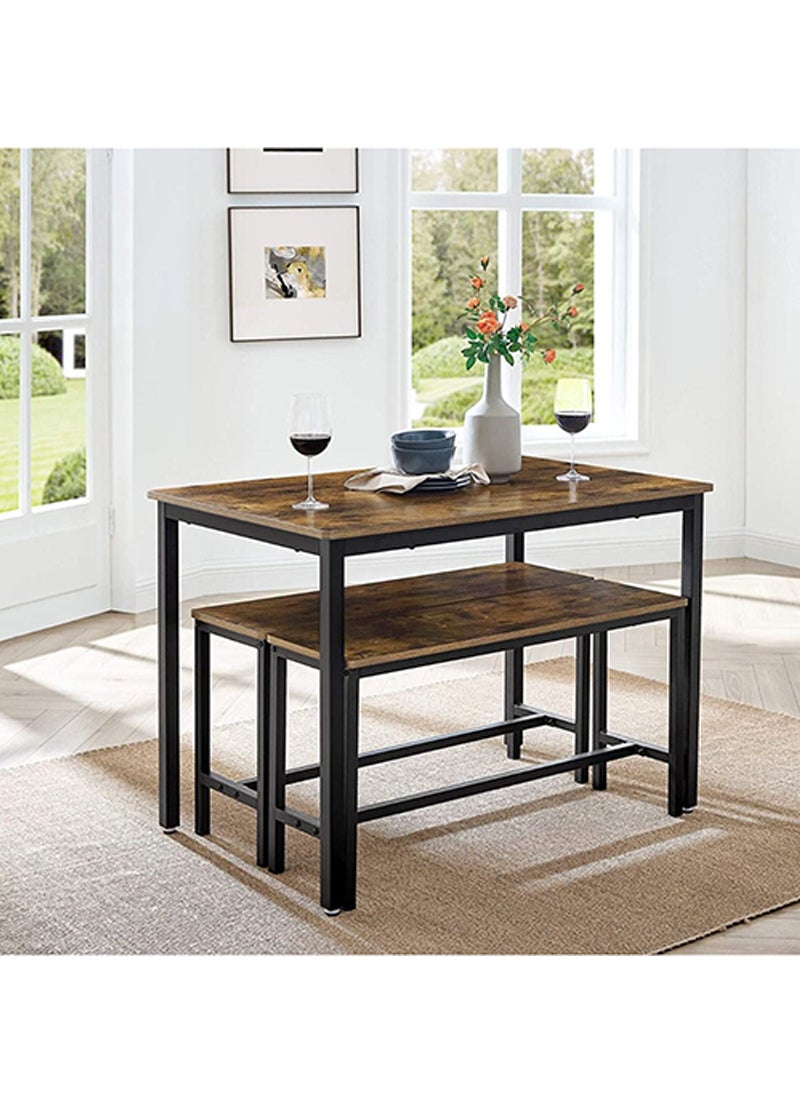 طقم طاولة طعام VASAGLE Rustic Brown KDT070B01 مقاس 39 بوصة للمنزل وغرفة المعيشة وغرفة الطعام