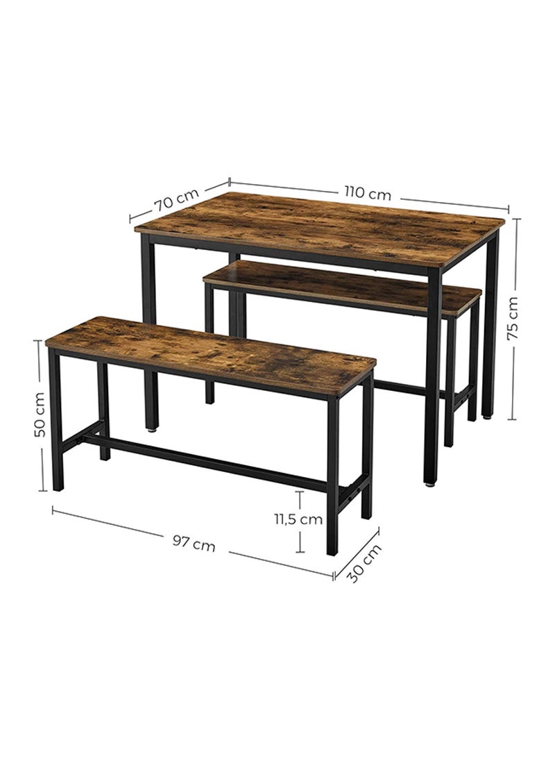 طقم طاولة طعام VASAGLE Rustic Brown KDT070B01 مقاس 39 بوصة للمنزل وغرفة المعيشة وغرفة الطعام