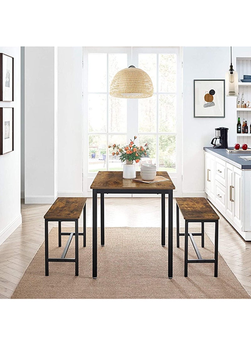 طقم طاولة طعام VASAGLE Rustic Brown KDT070B01 مقاس 39 بوصة للمنزل وغرفة المعيشة وغرفة الطعام