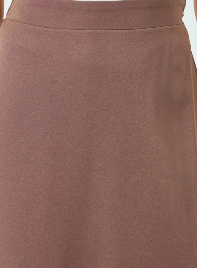 Styli  Brown  Solid A-Line Maxi Skirt for Women | Best Price UAE