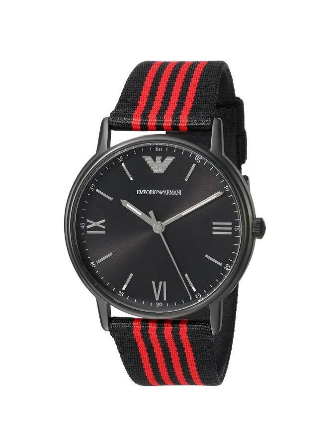 armani Giorgio Armani Men’s Watch – Model AR11015 | Sporty Elegance with Black & Red Fabric Strap - Image 2