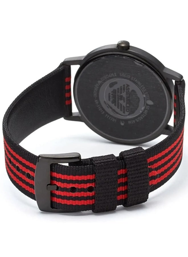armani Giorgio Armani Men’s Watch – Model AR11015 | Sporty Elegance with Black & Red Fabric Strap - Image 5