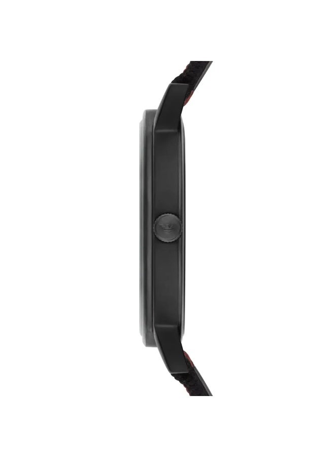 armani Giorgio Armani Men’s Watch – Model AR11015 | Sporty Elegance with Black & Red Fabric Strap - Image 4