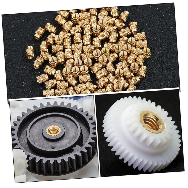 Kichvoe 100pcs Copper Threaded Heat-Set Insert Nuts with Knurled Pattern, M3×4.6×4mm Embedment Inserts for Industrial Fastening and 3D Printer Applications - Image 3