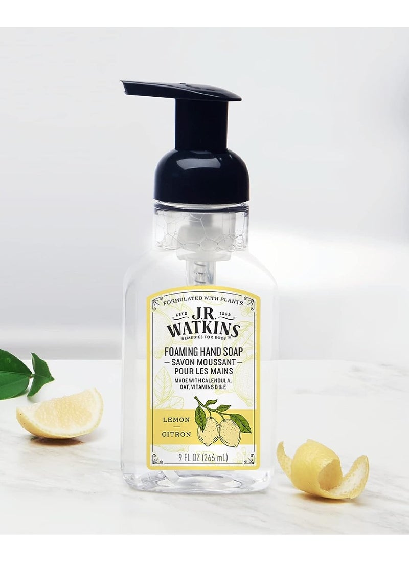J.R.WATKINS - J.R. Watkins Foaming Hand Soap with Pump Dispenser, Moisturizing Foam Hand Wash, All Natural, Alcohol-Free, Cruelty-Free, USA Made, Lemon, 9 fl oz, 3 Pack - Image 1