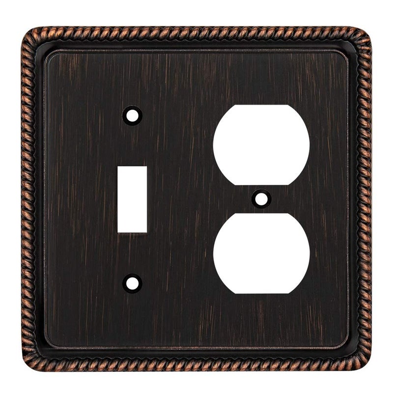 Henne Bery Rope Edge Decorative Wall Plate Switch Plate Outlet Cover ToggleDuplex Aged Bronze