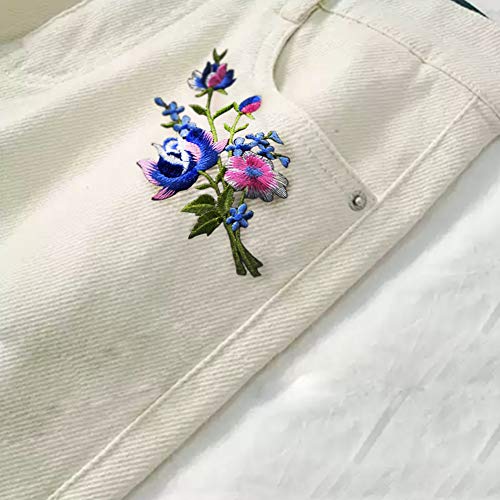 TKPatch باقة زهور وردية وزرقاء من رينكست مزينة بتطريزات وملصقات جديدة - Image 4