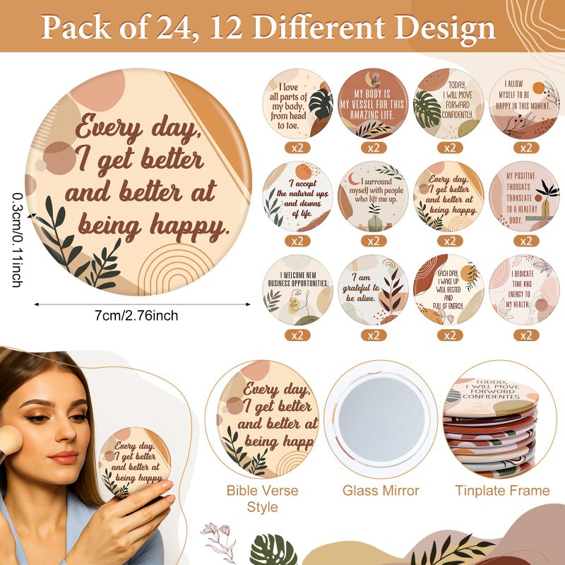 Mooliwe 72 Pcs/24 Set Positive Affirmation Gift Set for Women Gratitude Notebooks with Ballpoint Pens Mini Mirrors Small Bags Motivational Encouragement Notepad for Women Coworkers Adult Party Favor - Image 3