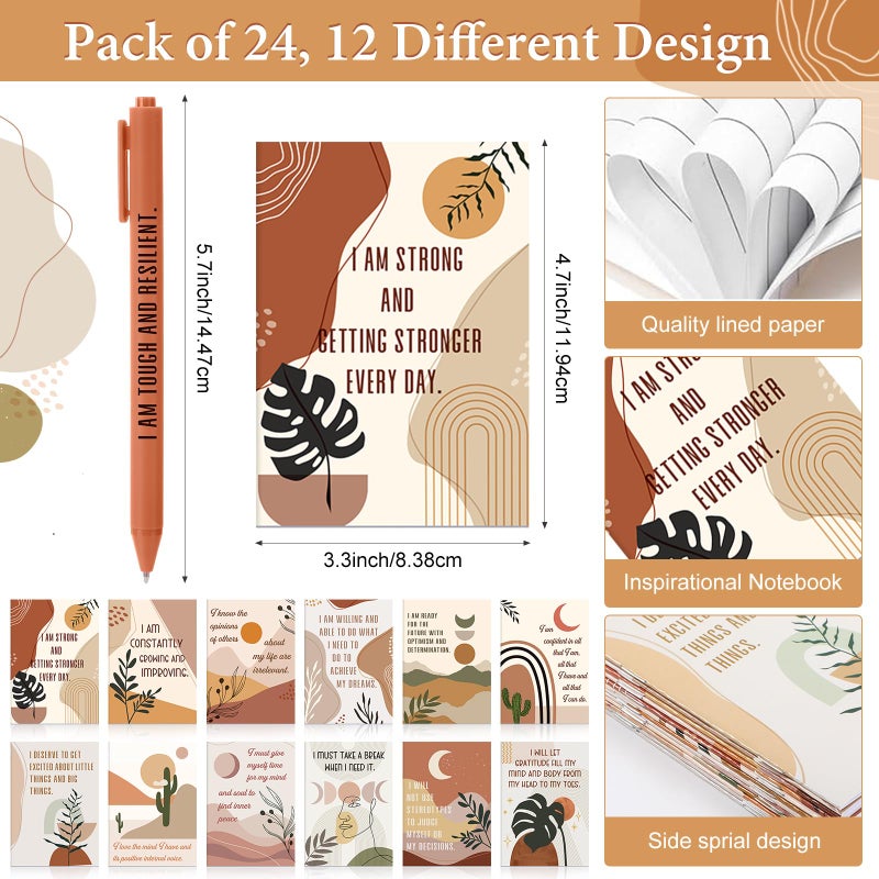 Mooliwe 72 Pcs/24 Set Positive Affirmation Gift Set for Women Gratitude Notebooks with Ballpoint Pens Mini Mirrors Small Bags Motivational Encouragement Notepad for Women Coworkers Adult Party Favor - Image 2
