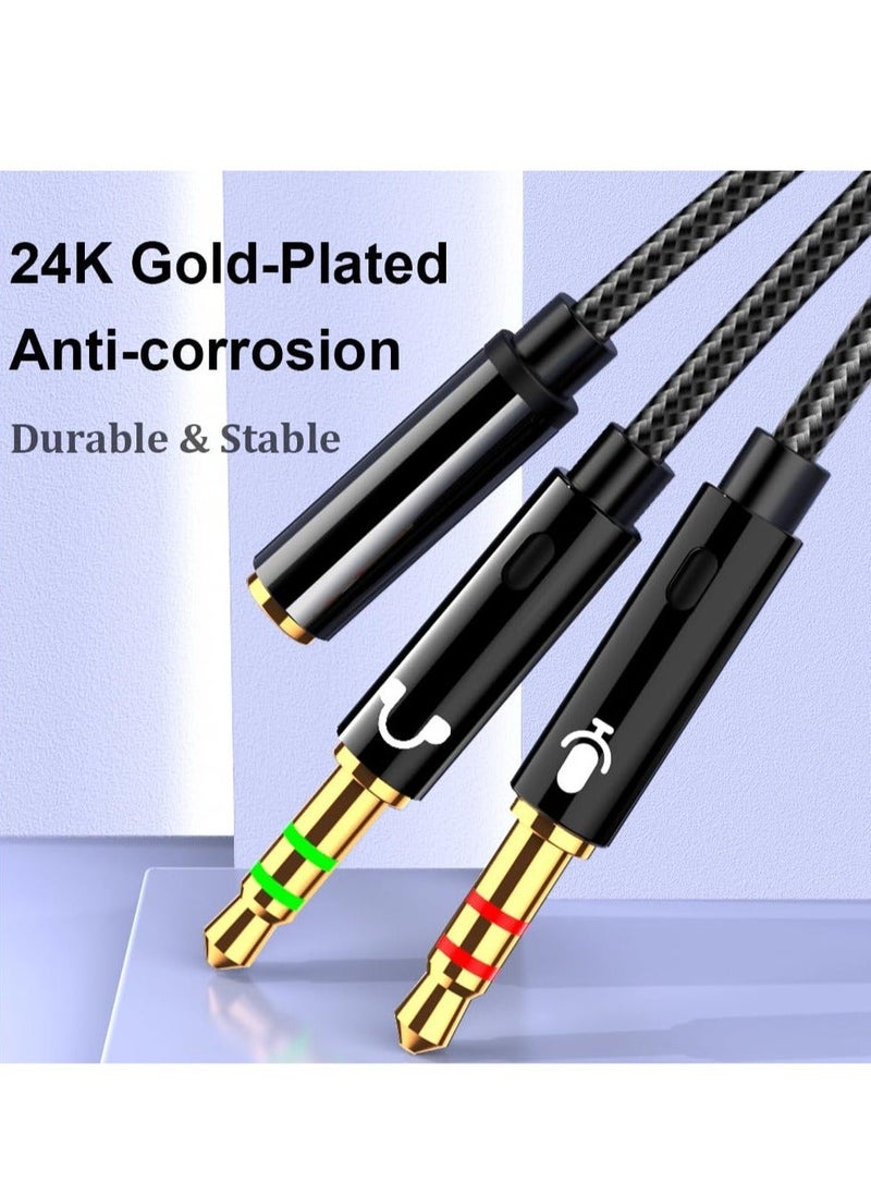Generic Headphone Splitter for Computer, 2Pcs 3.5mm Female to 2 Dual 3.5mm Male Headphone Mic Audio Adapter Y Splitter Cable Nylon Braided Cord Smartphone Headset to PC Adapter  - Image 5