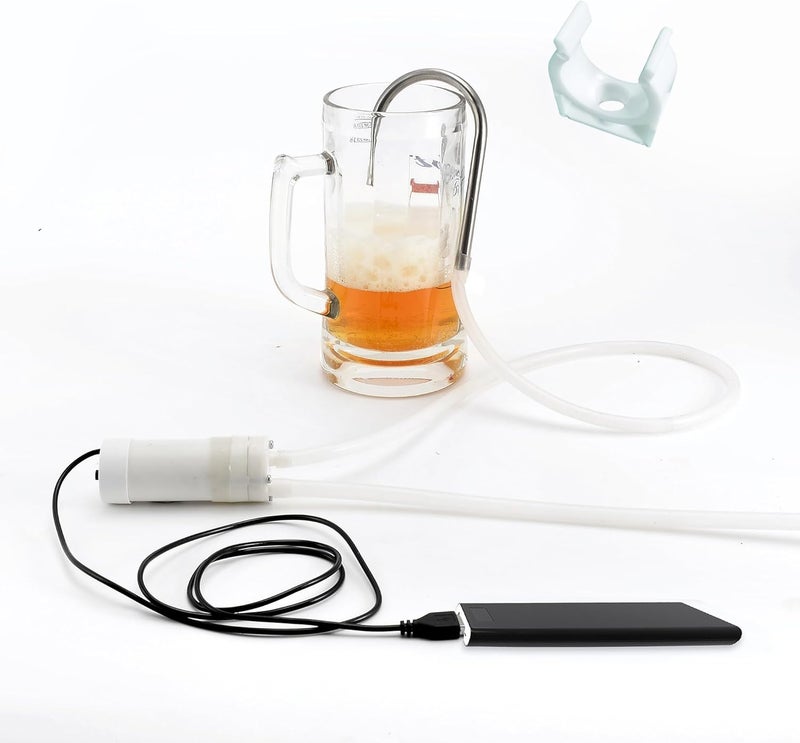Nmifoan Portable Food Grade USB Electric Pump Auto-Siphon Self Priming for Bottling Brew Wine, Beer, Beverages and Kombucha, Little Silent Water Transfer Pump, 2LPM No Mess Leak with Filter, Silicon Tube - Image 3