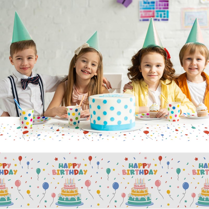 Childom 2 PCS Disposable Rectangular Tablecloths Birthday Tablecloths  Waterproof Rectangular Table Cloths Suitable for Baby Party Decoration  54"" x 108"" Disposable Plastic Table Cloths - Image 4