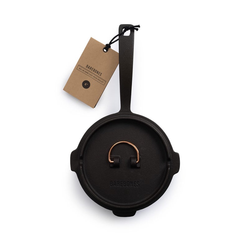 Barebones 6-Inch All-In-One Cast Iron Skillet Set- Skillet with Cast Iron Dutch Oven Style Lid - Camping Cookware Set - Image 4