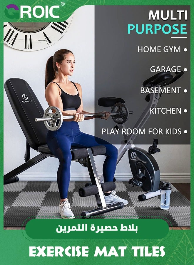 GROIC 12 PCS Puzzle Exercise Mat with Tiles Interlocking Foam Gym Mats, 11.8'' x 11.8'' EVA Foam Floor Tiles, Protective Flooring Mats for Gym Equipment, Gym Flooring Exercise Mat Floor Workout Mat - Image 5