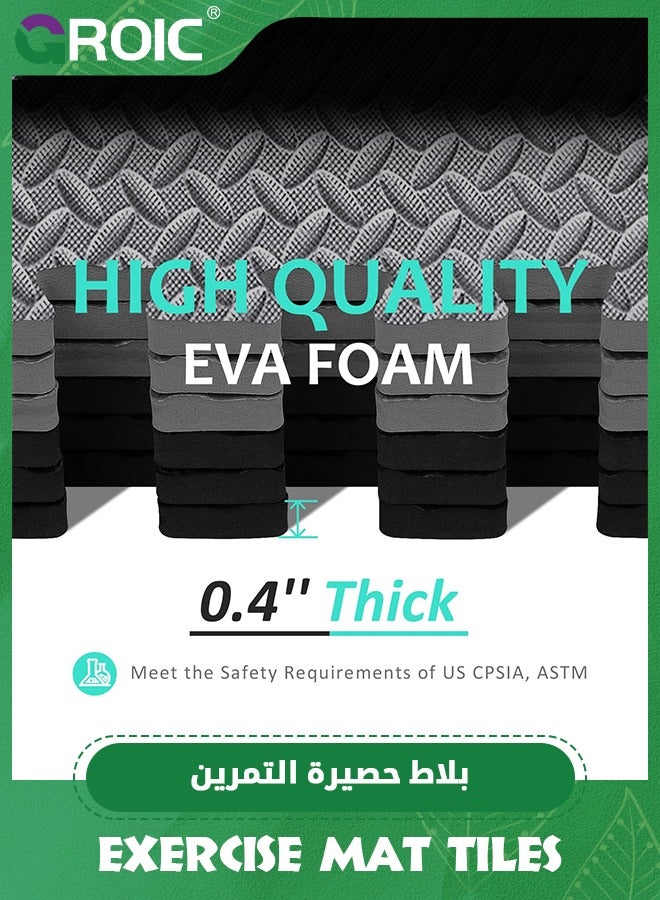 GROIC 12 PCS Puzzle Exercise Mat with Tiles Interlocking Foam Gym Mats, 11.8'' x 11.8'' EVA Foam Floor Tiles, Protective Flooring Mats for Gym Equipment, Gym Flooring Exercise Mat Floor Workout Mat - Image 2