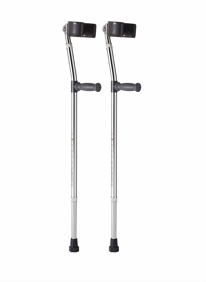Medline Aluminum Forearm Crutches, Adult, Cuff Size 4", Pack of 2  - Image 1