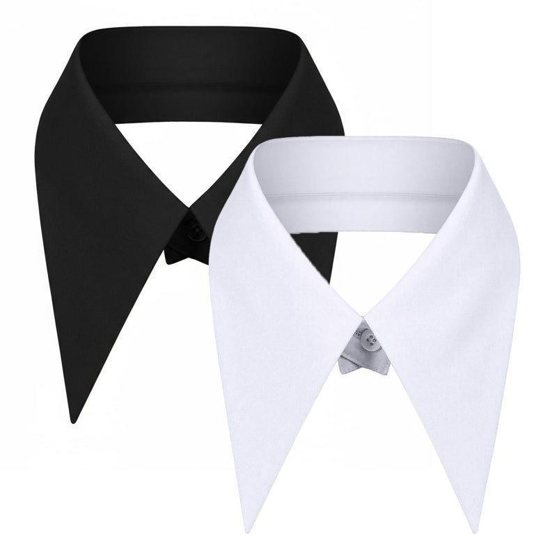 Aeaocvo 2 Pack Fake Collar for Women, White Black Detachable False Collar for Dresses, Blouses, and Sweaters, Versatile Half Shirt Faux Lapel Blouse Collars - Image 1