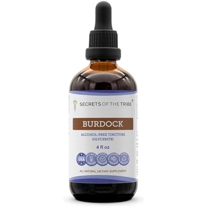 Secrets of the Tribe Burdock Liquid Extract for Skin & Liver Detox Support | Herbal Supplement | Alcohol-Free | Arctium lappa Dried Root | Drops 4 fl oz - Image 1