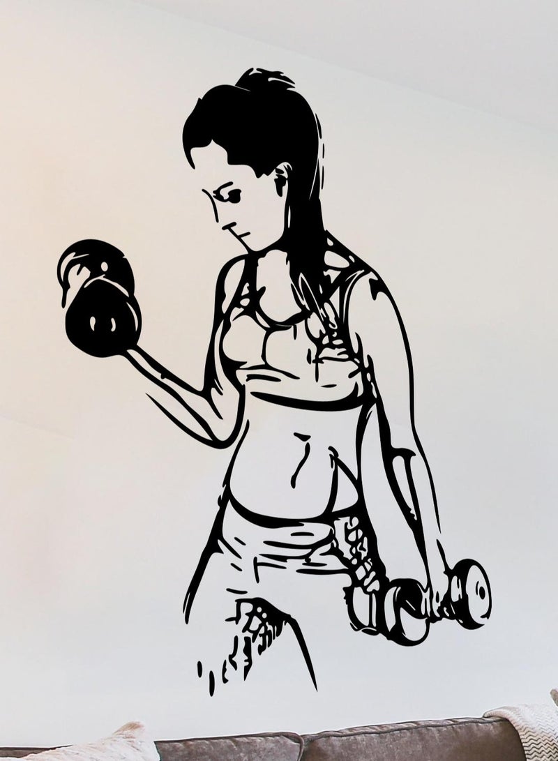 Droplyte Fitness Woman Wall Stickers Vinyl GYM Self Adhesive Wallpaper For Livingroom Bedroom - Image 1
