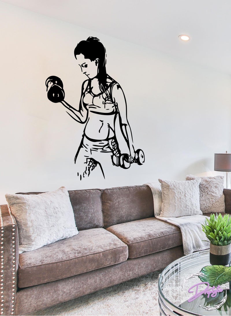Droplyte Fitness Woman Wall Stickers Vinyl GYM Self Adhesive Wallpaper For Livingroom Bedroom - Image 3