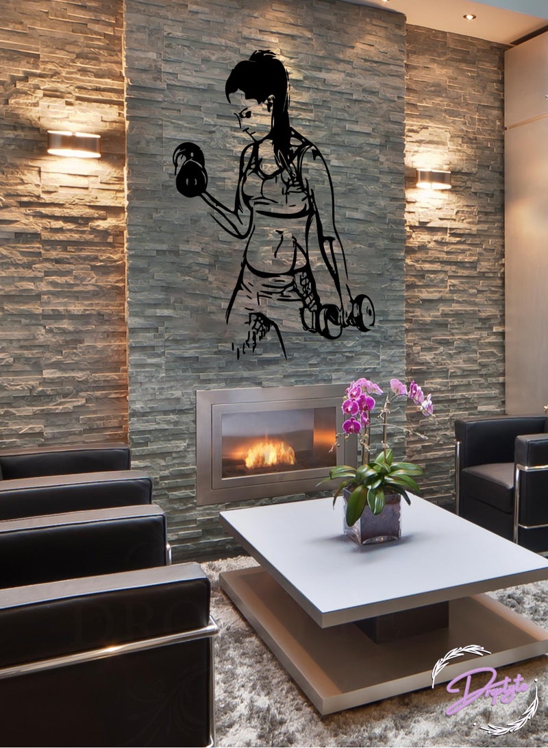 Droplyte Fitness Woman Wall Stickers Vinyl GYM Self Adhesive Wallpaper For Livingroom Bedroom - Image 2