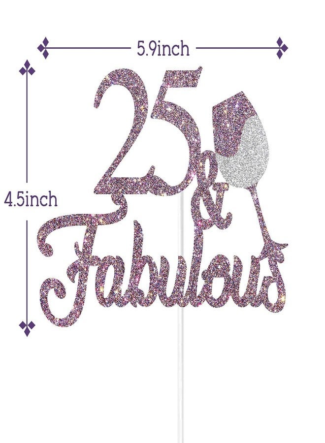 Festiko®25 & Fabulous Cake Topper - Happy 25th Birthday Cheers to 25 Years Cake Topper Purple Glitter - Image 1