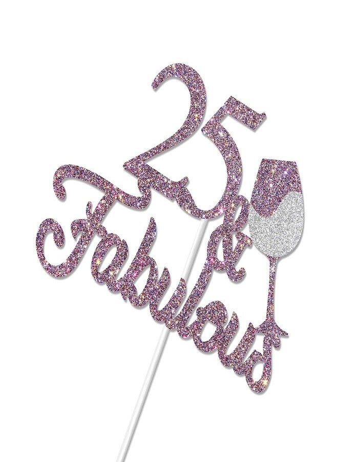 Festiko®25 & Fabulous Cake Topper - Happy 25th Birthday Cheers to 25 Years Cake Topper Purple Glitter - Image 3