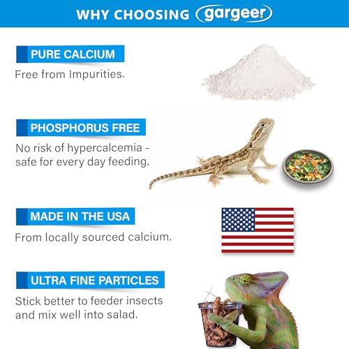 Gargeer 4oz All Reptile Calcium Powder with Vitamin D3, Phosphorus-Free, Ultrafine Powder, Pure Dust & Ready to Use for All Reptiles, Lizards & Amphibians Supplement. Made in The USA. Enjoy ! - Image 3