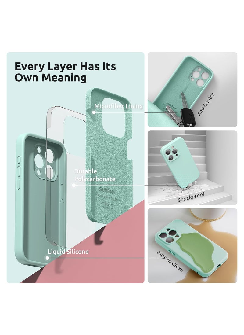 BE YOU MONTHILY PATCHES Design for iPhone 15 Pro Max Case, Liquid Silicone [2 x Screen Protectors & 1 x Lanyard] Protection for Each Lens Shockproof Cover for iPhone 15 Pro Max 6.7 inch 2023, Mint Green  - Image 4