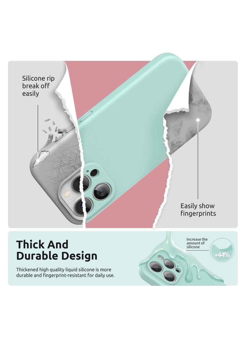 BE YOU MONTHILY PATCHES Design for iPhone 15 Pro Max Case, Liquid Silicone [2 x Screen Protectors & 1 x Lanyard] Protection for Each Lens Shockproof Cover for iPhone 15 Pro Max 6.7 inch 2023, Mint Green  - Image 2