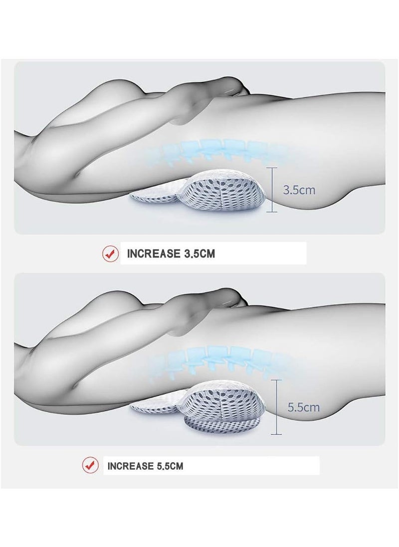 Adjustable Height 3D Lower Back Support Pillow for Sleeping – Orthopedic Waist Cushion for Sciatic Pain Relief, Maternity Pregnancy Pillow for Bed Rest, Ergonomic Lumbar Support for Back Sleepers, White Memory Foam Pillow for Better Spine Alignment