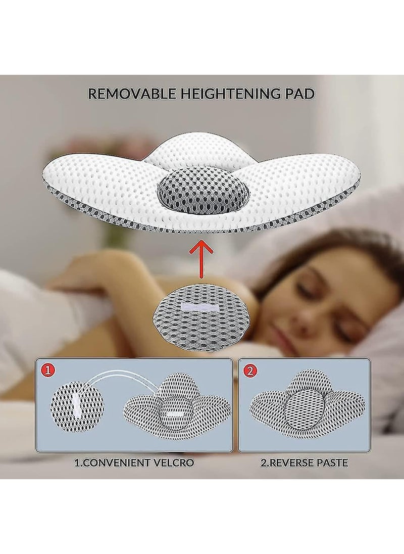Adjustable Height 3D Lower Back Support Pillow for Sleeping – Orthopedic Waist Cushion for Sciatic Pain Relief, Maternity Pregnancy Pillow for Bed Rest, Ergonomic Lumbar Support for Back Sleepers, White Memory Foam Pillow for Better Spine Alignment