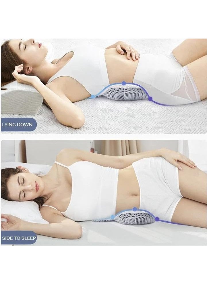 Adjustable Height 3D Lower Back Support Pillow for Sleeping – Orthopedic Waist Cushion for Sciatic Pain Relief, Maternity Pregnancy Pillow for Bed Rest, Ergonomic Lumbar Support for Back Sleepers, White Memory Foam Pillow for Better Spine Alignment