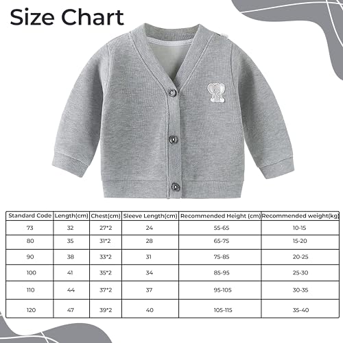 BEMBIKA Woollen Knitted Full Sleeve Sweater for Kids Cardigan Winter Wear Front Button V-Neck Shape Sweater for Baby Boys and Girls (Grey) 12Months-18Months - Image 3