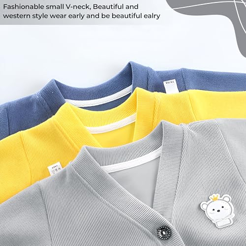 BEMBIKA Woollen Knitted Full Sleeve Sweater for Kids Cardigan Winter Wear Front Button V-Neck Shape Sweater for Baby Boys and Girls (Grey) 12Months-18Months - Image 5