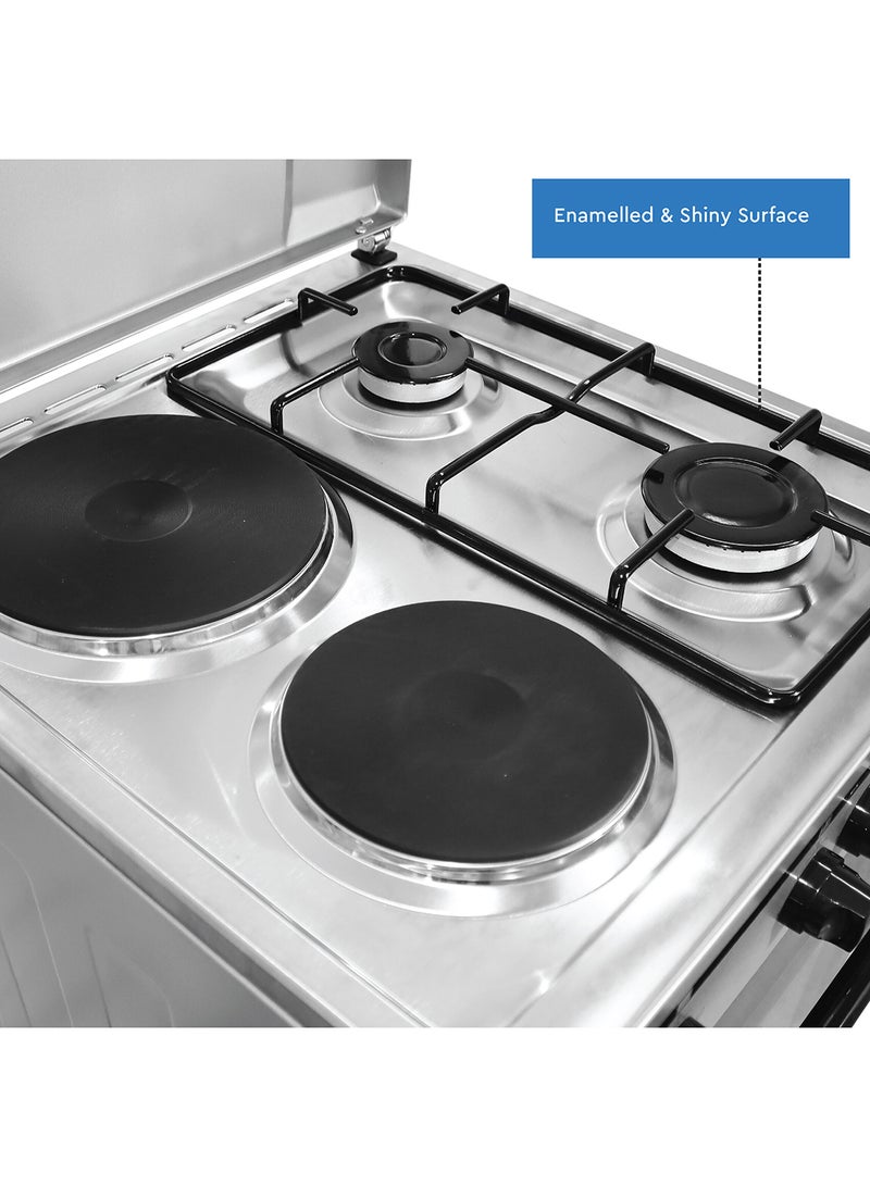 Nobel 50 x 50 Electric & Gas Cooker, 2 Gas Burner, 2 Hot Plate, Electric Grill & Electric Oven, 6 Knob Control, Manual Ignition, Stainless Steel Lid, Inner Light, 49.8 x 54.7 x 86 cm, Silver, Made In Turkey NGC5200S Silver - Image 4