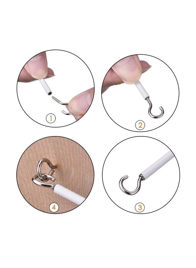 3 Meter Curtain Wire With 6 Pack Self-Adhesive Hooks 4 Pairs Of Hooks And Eyes For Net Curtain Rods