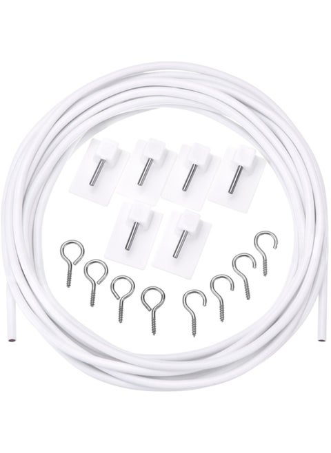 3 Meter Curtain Wire With 6 Pack Self-Adhesive Hooks 4 Pairs Of Hooks And Eyes For Net Curtain Rods