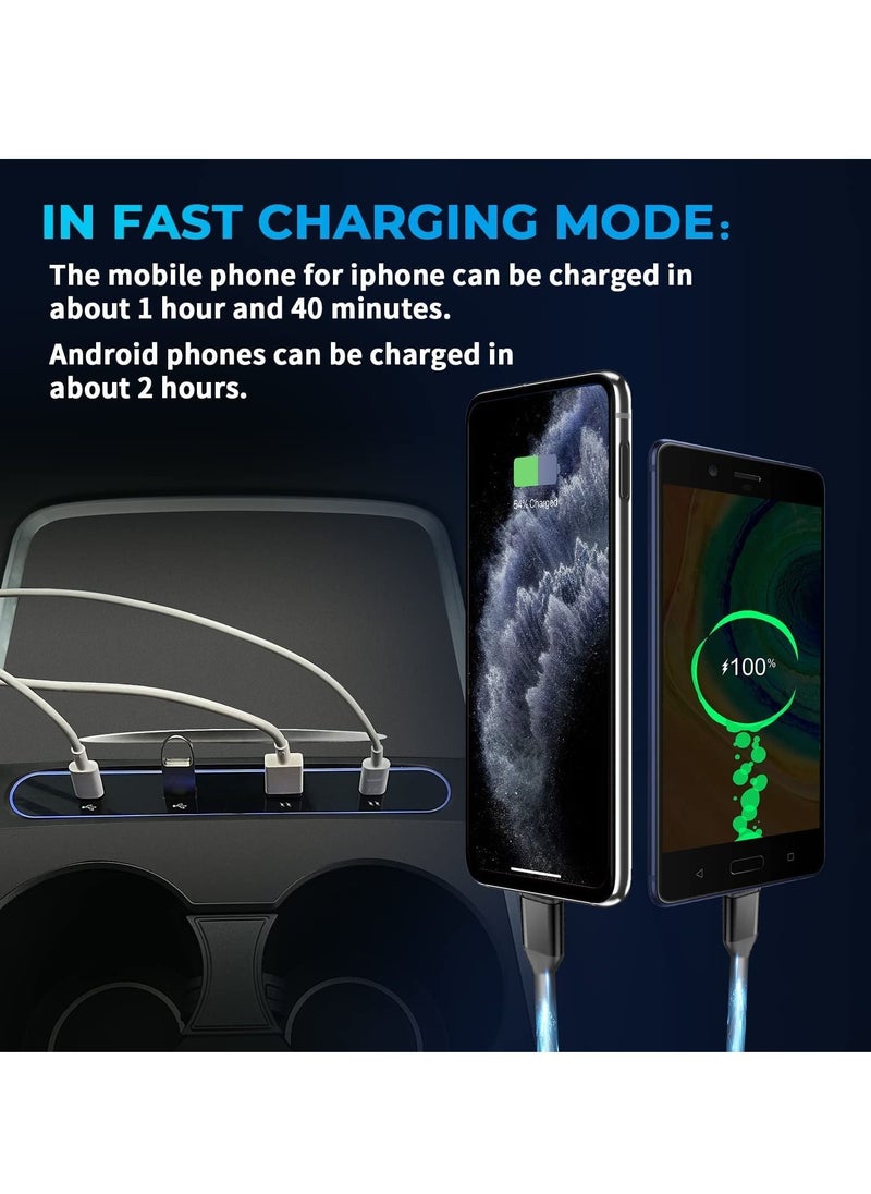 KASTWAVE - KASTWAVE for Tesla Model Y / 3 Docking Station 4 in 1 USB LED Hub, Compatible Docking ​Station ​of Center Console HUB Adapter Multiport Cable Extension Accessories - Image 1