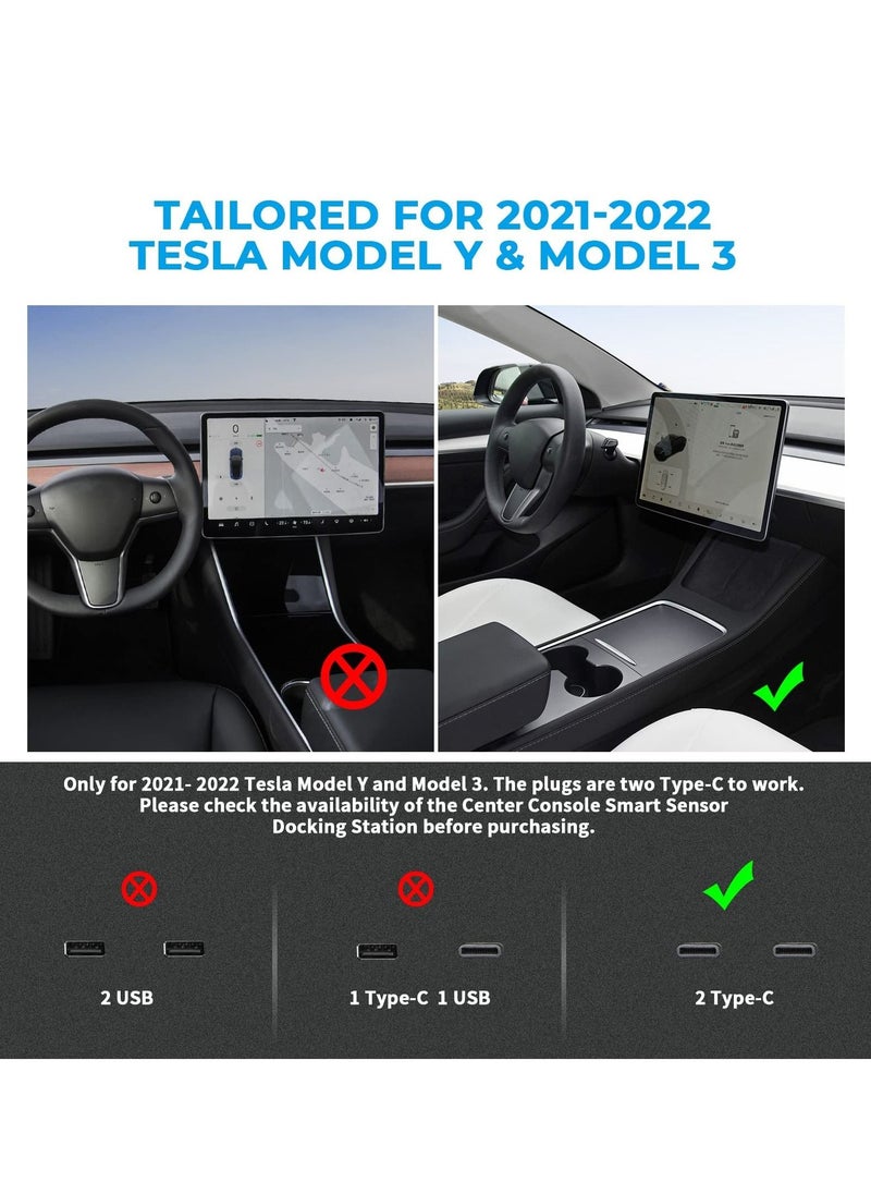 KASTWAVE - KASTWAVE for Tesla Model Y / 3 Docking Station 4 in 1 USB LED Hub, Compatible Docking ​Station ​of Center Console HUB Adapter Multiport Cable Extension Accessories - Image 1