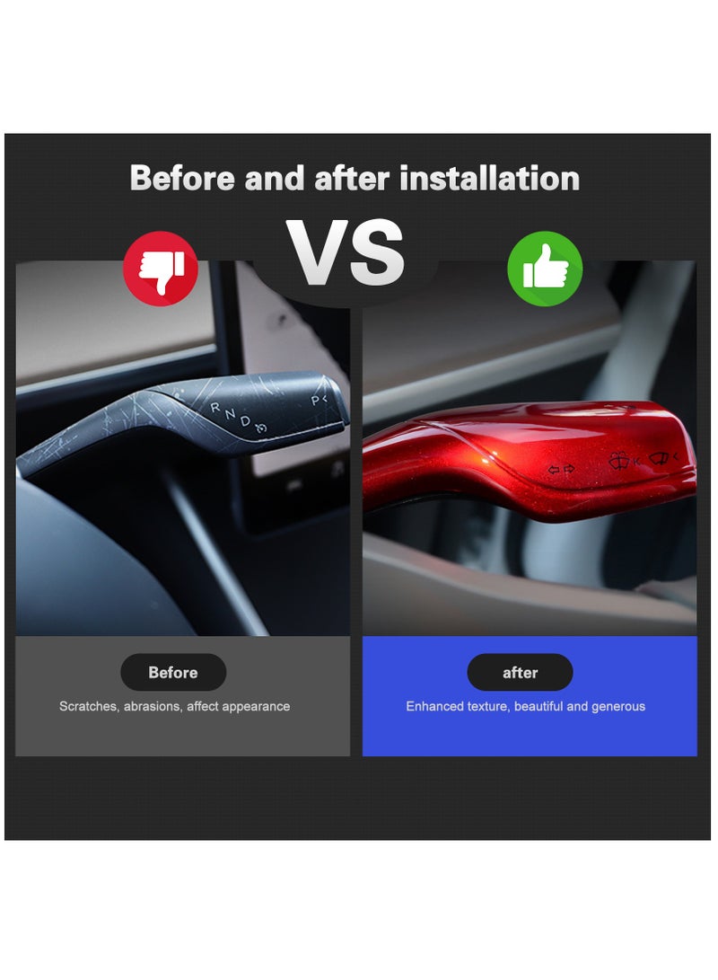 KASTWAVE Steering Lever Cover for Tesla Model 3 Model Y, KASTWAVE Carbon Fiber Steering Lever Cover, Gear Shift Cover Accessories Gear Lever Decorative Cover for Tesla Car (Black) - Image 2