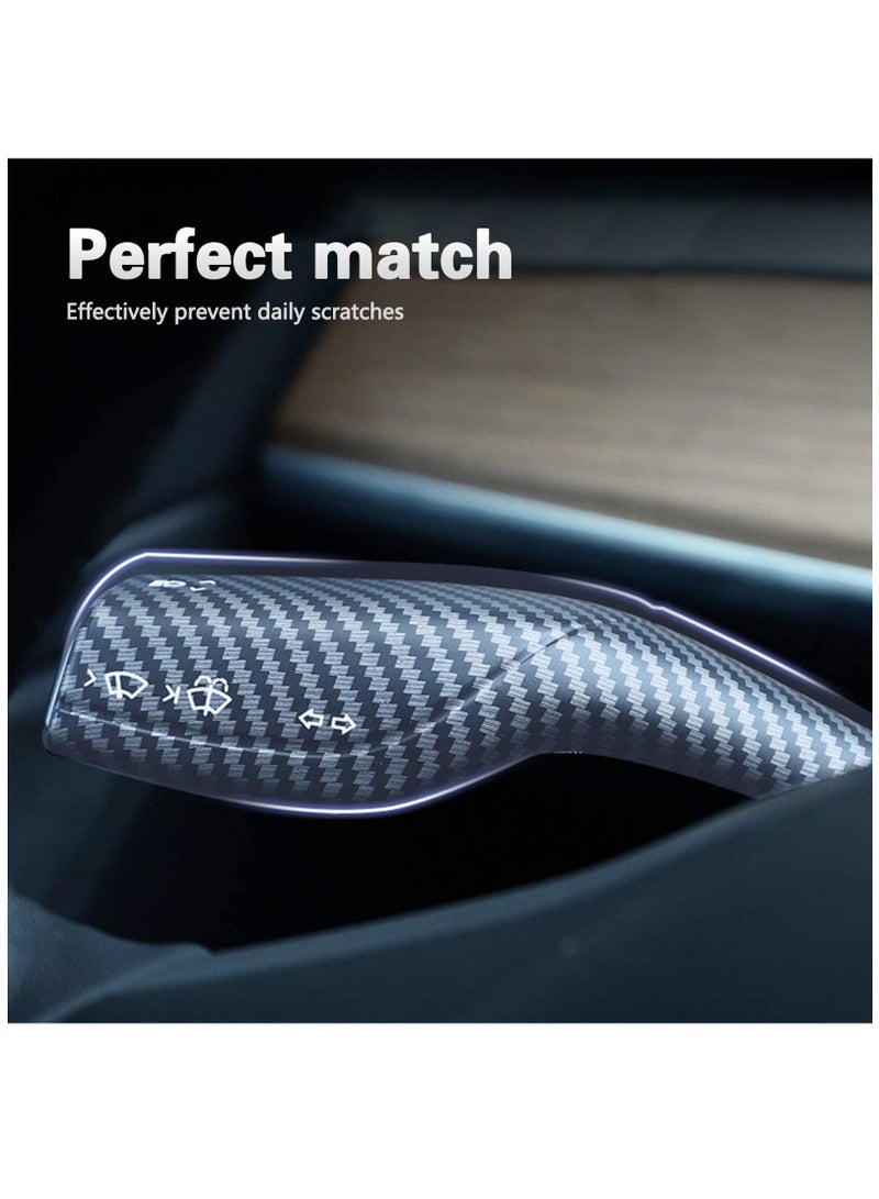 KASTWAVE Steering Lever Cover for Tesla Model 3 Model Y, KASTWAVE Carbon Fiber Steering Lever Cover, Gear Shift Cover Accessories Gear Lever Decorative Cover for Tesla Car (Black) - Image 5