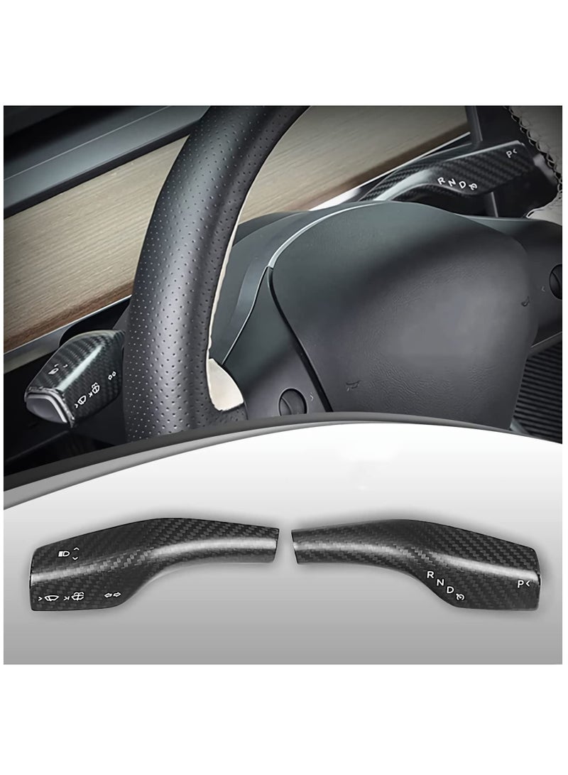 KASTWAVE Steering Lever Cover for Tesla Model 3 Model Y, KASTWAVE Carbon Fiber Steering Lever Cover, Gear Shift Cover Accessories Gear Lever Decorative Cover for Tesla Car (Black) - Image 1