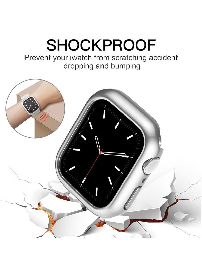 LIXES - Compatible for Apple Watch Case 45mm Series 7/8/9, Shockproof Ultra-Thin Hard PC Bumper Case All-Around Edge Protective Cover Frame, No Screen Protector for iWatch Accessories - Silver - Image 1