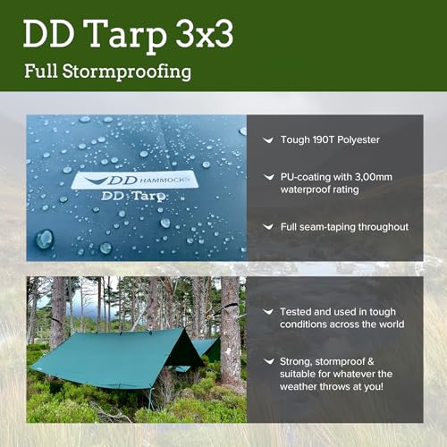 DD HAMMOCKS - DD Tarp 3x3 - Coyote Brown (10ft x 10ft) - 100% Waterproof - Lightweight & Multifunctional Rainfly Tarp Tent Shelter for Camping & Travel Adventure - Image 2