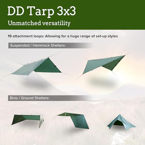 DD HAMMOCKS - DD Tarp 3x3 - Coyote Brown (10ft x 10ft) - 100% Waterproof - Lightweight & Multifunctional Rainfly Tarp Tent Shelter for Camping & Travel Adventure - Image 4