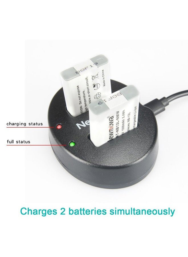 Newmowa NB 13L Dual USB Charger for Canon NB-13L and PowerShot G5X, G7X, G7 X Mark II, G9X, G9 X Mark II, G1 X Mark III, SX620 HS, SX720 HS, SX730 HS - Image 3