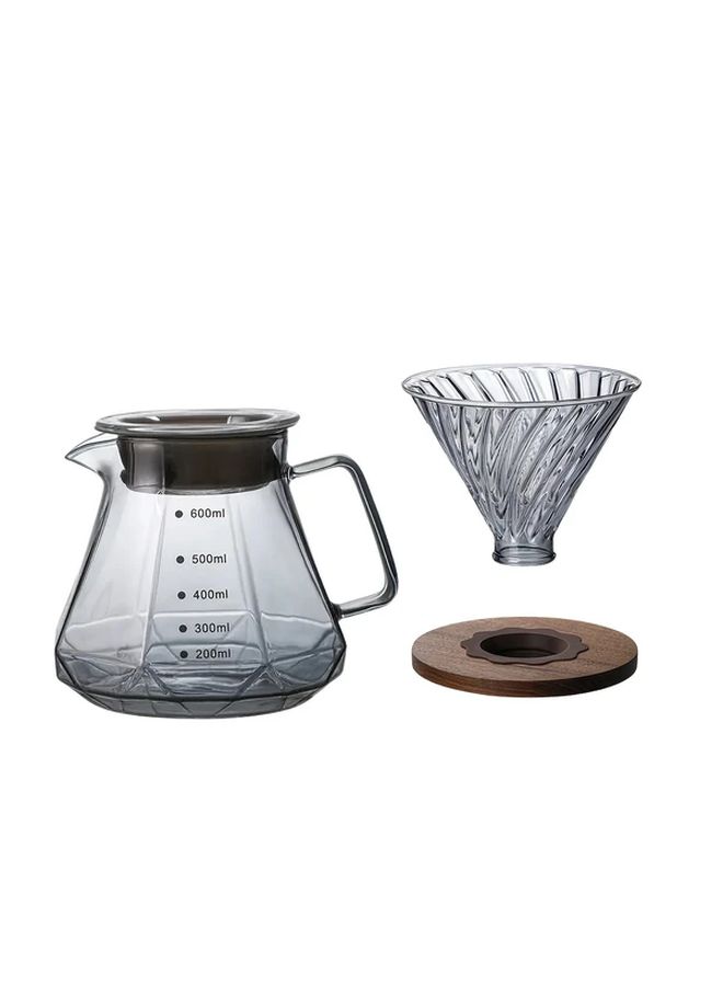 400ml Pour Over Coffee Maker Dripper Set Glass Hand Drip Pot Portable Funnel Home Office - Image 2