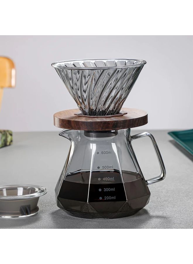 400ml Pour Over Coffee Maker Dripper Set Glass Hand Drip Pot Portable Funnel Home Office - Image 1