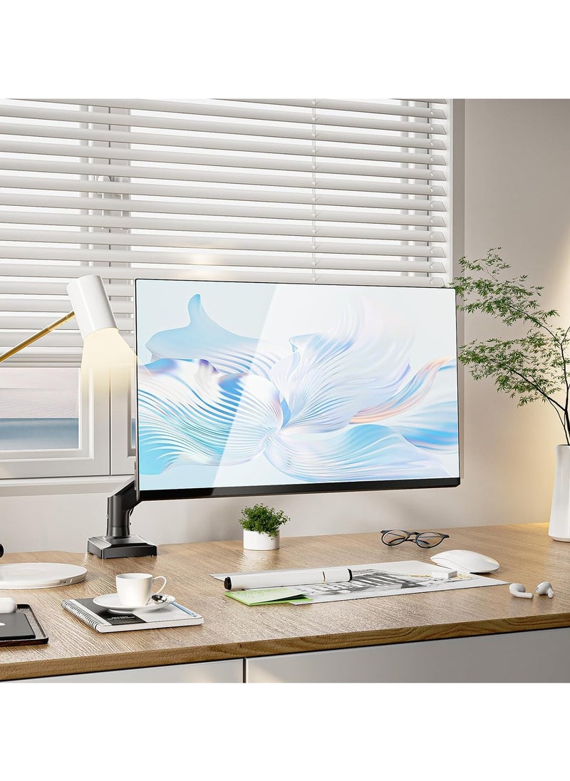 بيوينتي - Single Monitor Mount, Gas Spring Monitor Arm for 17-34 inch Screens, Adjustable Computer Monitors Stand, with Clamp and Grommet Base, Black - Image 1